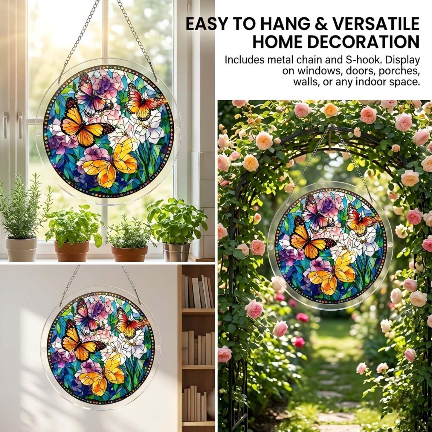 Acrylic Jigsaw Puzzle Suncatcher, 83 Pieces Sun Catcher Puzzle for Adults, Stained Glass Window Hanging, DIY Acrylic Puzzle Home Decor Gift for Women Men Mom (1, 02)