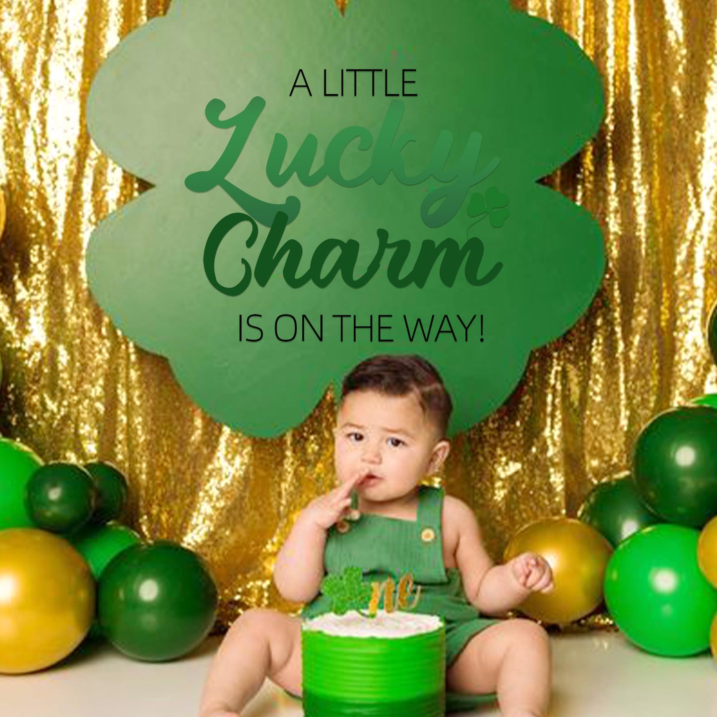 A Little Lucky Charm Decal for Baby Shower Decorations - St Patrick's Day Gender Reveal Sign Decal, Green Shamrock Theme Baby Shower Party Decal Sign for Balloon Arch, Backdrop