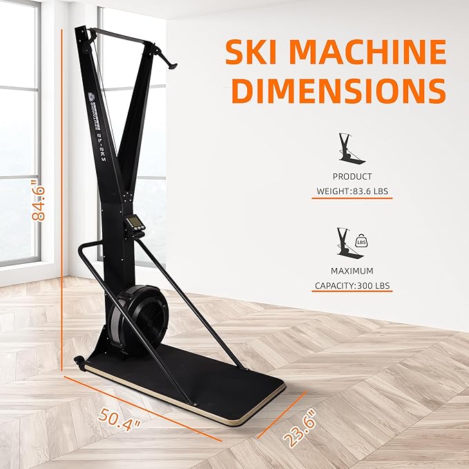 Compact Wall-Mounted Ski Trainer Exercise Machine with Air Resistance,Full-Body Cardio Ski Machine for Home Fitness,Strength,and Endurance Workouts