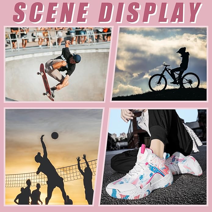 Men's Basketball Shoes Breathable Anti Slip Fashionable Graffiti Training Shoes Outdoor Shoes