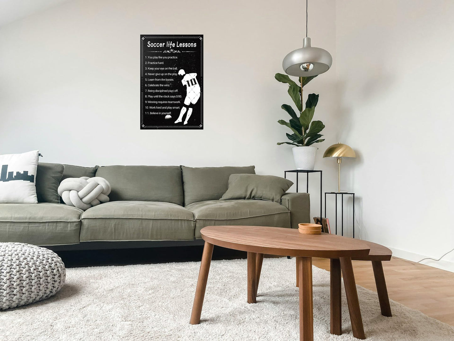 EMOHAT Soccer Life Lessons Metal Tin Sign - Inspirational Wall Art - Retro Decorations - Motivational Quotes for Soccer Lovers - 12x8 Inches