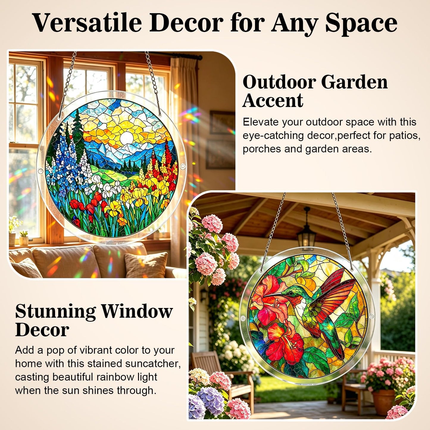 Acrylic Puzzle Suncatcher Window Hanging,Dawn Blossom Sea Sun Catchers Jigsaw Puzzle,DIY Suncatchers Puzzles Window Hanging,Home and Garden Decor,Gift for Women,Mom,Friends(83 Pieces,7 in)