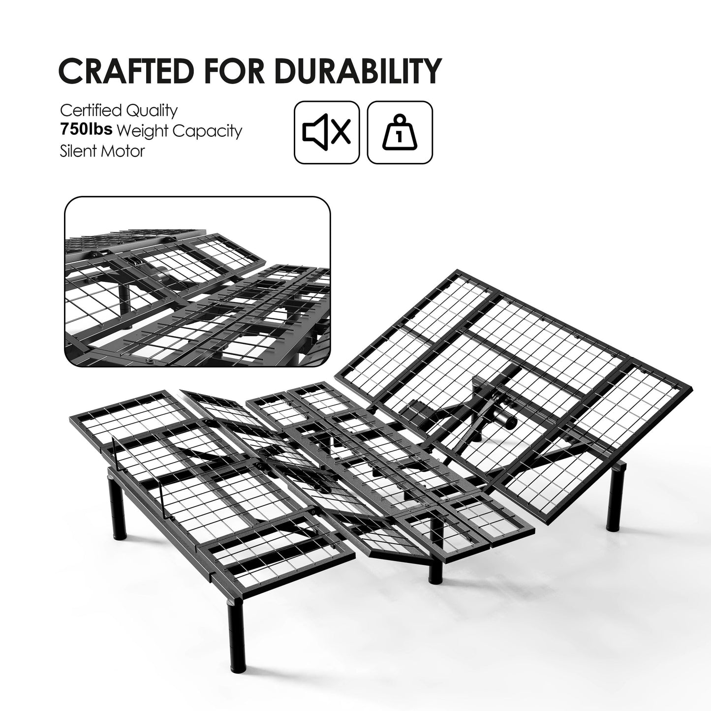 Zhumeiling Patented Design Full Adjustable Bed Frame, Ergonomic Electric Foldable Bed Base with Wireless Remote, Head and Foot Incline, Zero Gravity& Anti-Snore, Ideal for Small Spaces & Elderly Use