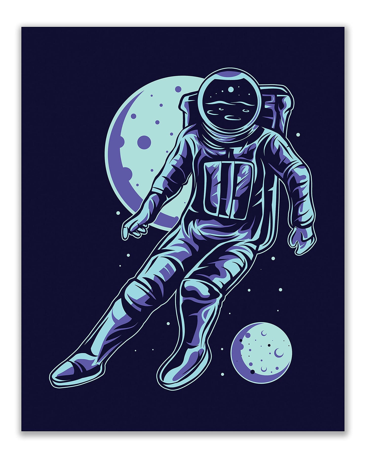 Astronaut Soccer Wall Art Prints - Sports Space - Set of 3 (8x10) Poster Photos - Man Cave- Bedroom Decor
