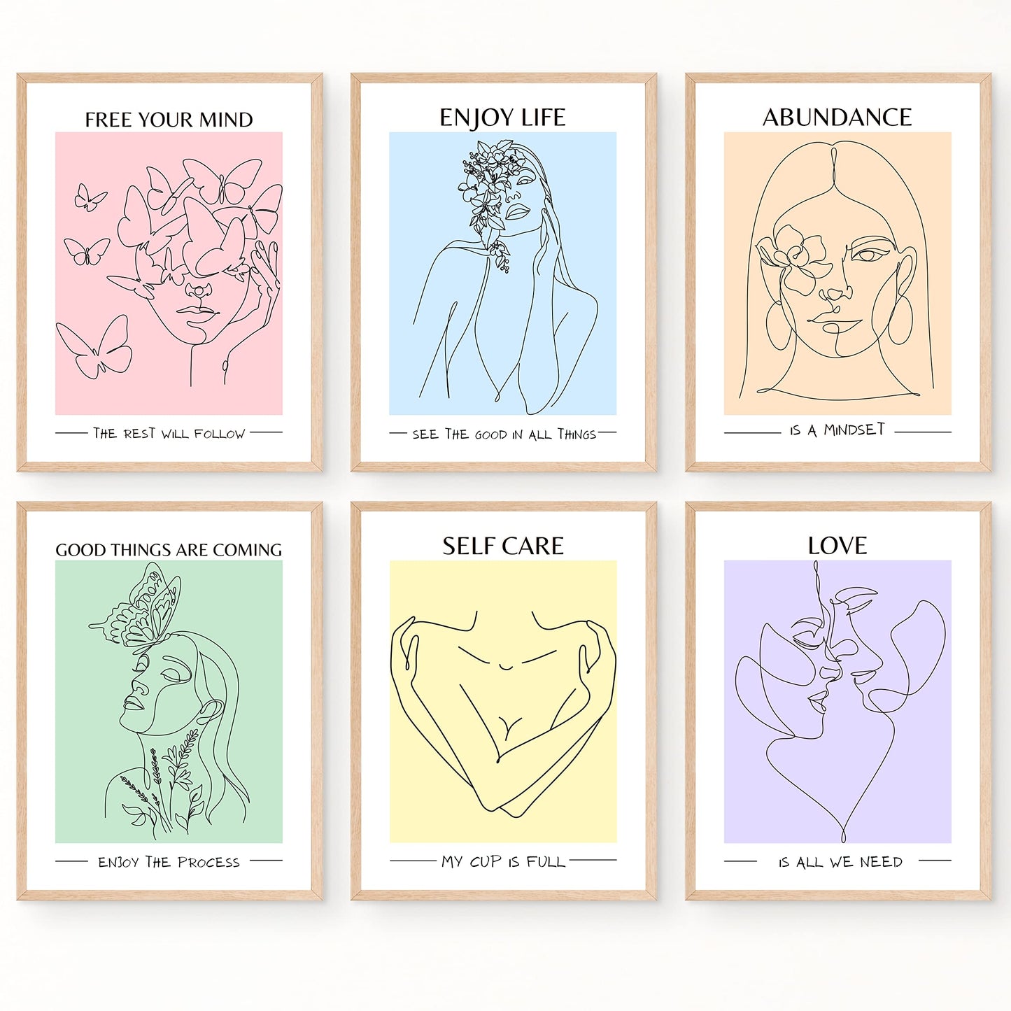 JUJU'S VIBES Pastel Danish Room Decor - Aesthetic Wall Art for Women, Teen - Wall Collage Pictures Prints, Cute Posters Clean Girl for Bedroom, College Dorm Apartment - 8x10 Set of 6 UNFRAMED.