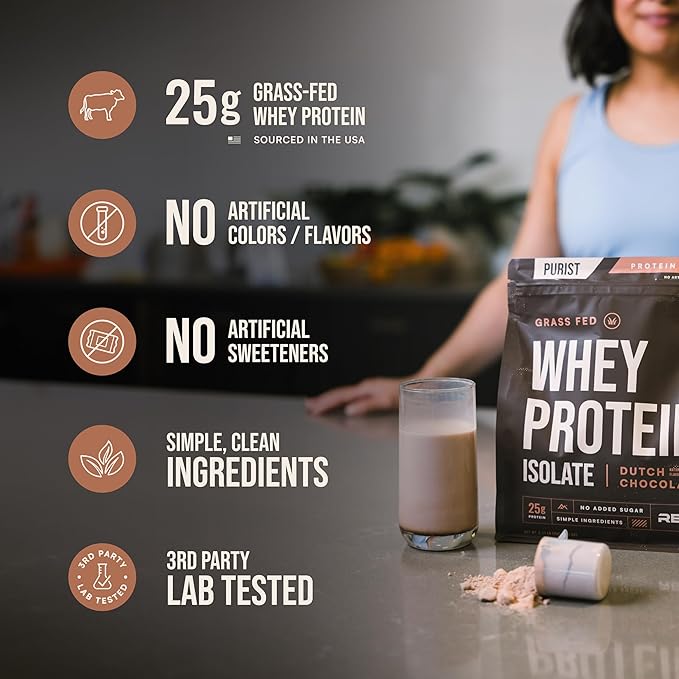 REP Purist Whey Protein Powder, Premium Vanilla Grassfed Isolate, Post-Workout Recovery, Keto Friendly, Clean Nutrition Meal Replacement, Promotes Lean Muscle, Sugar and Gluten-Free, Women Men, 2 Lb