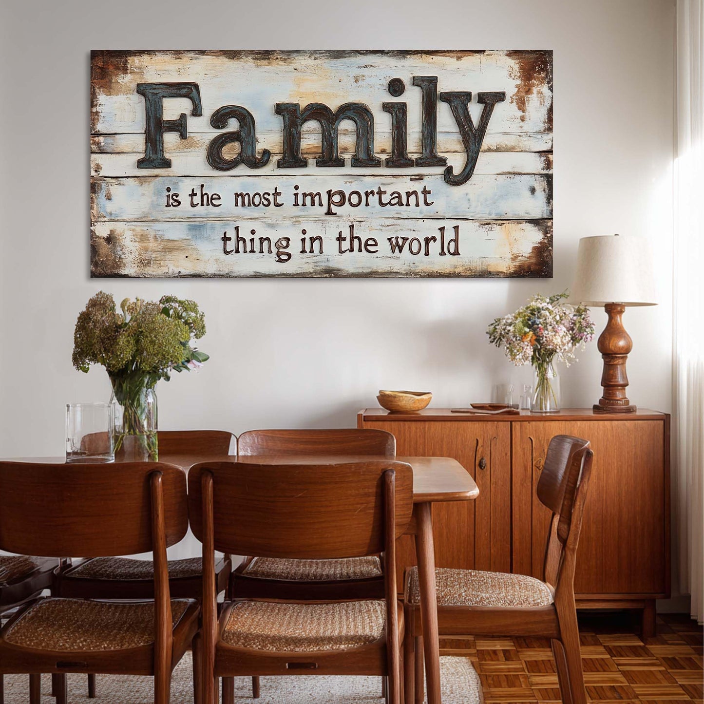 Retro Family Quotes Wall Art for Living Room Canvas Prints Family is the Most Important Thing in the World Rustic Farmhouse Art Deco Modern Artwork Bedroom Kitchen Dining Room Decor Extra Large