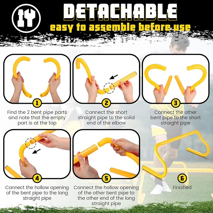 Wettarn 10 Pcs Speed Agility Training Hurdles Detachable Durable Hurdle Agility Plyometric and All Purpose Speed Training Equipment for Athletes Soccer Basketball