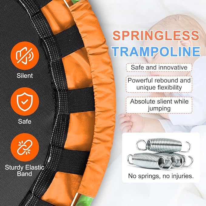 Ativafit 36inch Mini Toddler Trampoline for Kids Ages 2-6 Indoor Outdoor Folding Small Rebounder Trampoline with Foam Handle Safety Padded Cover Fun for Kids