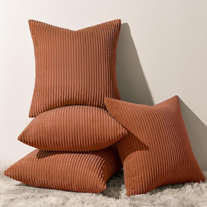 Topfinel Decorative Terracotta Throw Pillow Covers Cushion Cases, Set of 4 Soft Velvet Modern Double-Sided Designs, Rustic Fall Home Decor, Pillow Inserts Not Included 24x24 inch