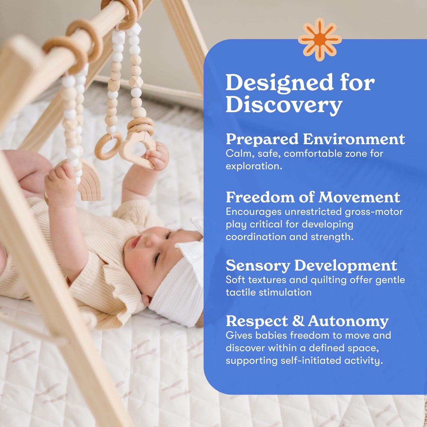 Round Baby Play Mat for Floor, 43" Reversible Tummy Time & Crawling Mat, Soft Cushioned Cotton Baby Playmat, Foldable & Machine Washable Activity Mat for Newborn to Toddler, Neutral Nursery & Playroom