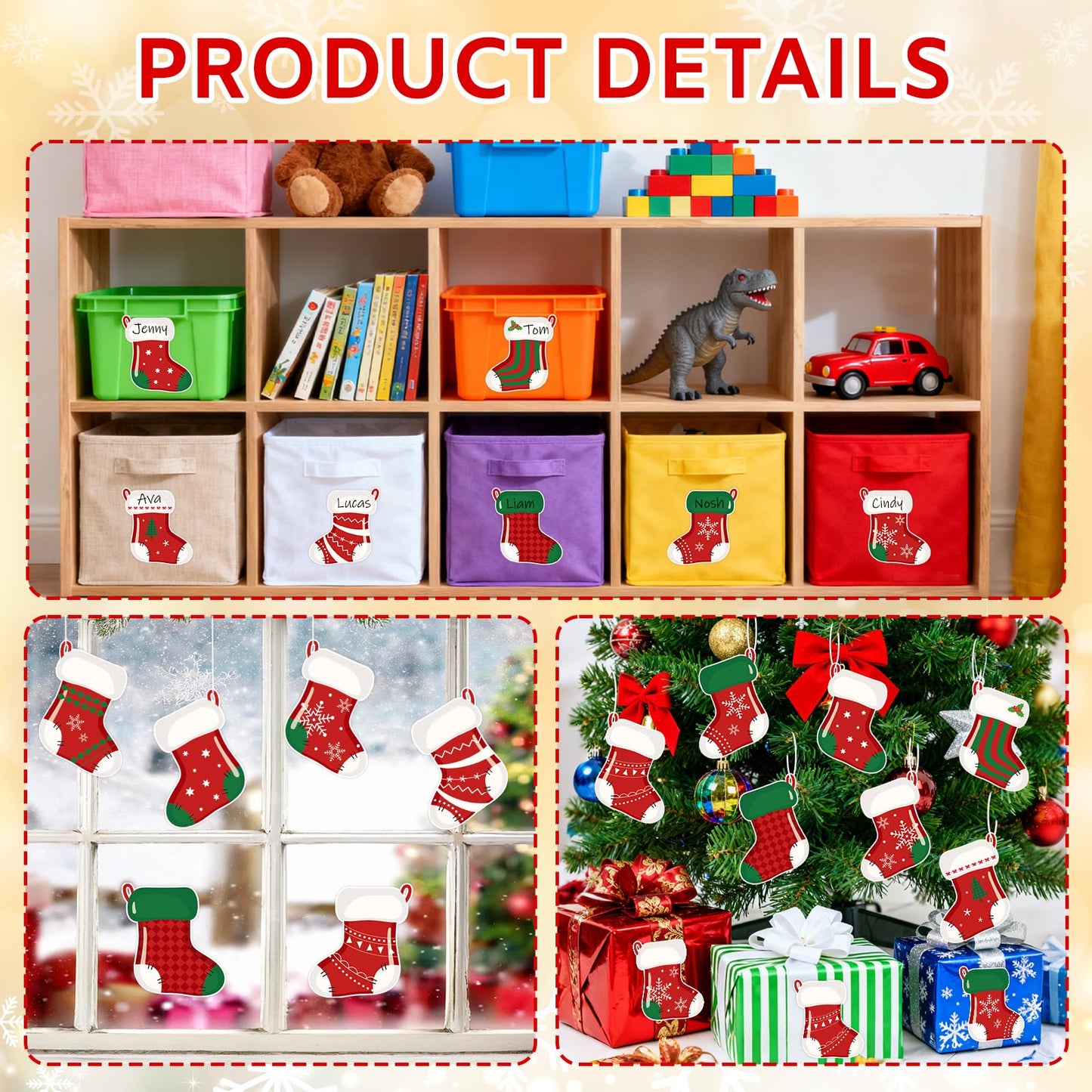 54 Pcs Christmas Stockings Cutouts Double Printed Winter Paper Decor for Christmas Bulletin Board Classroom Decorations(Sock 54)