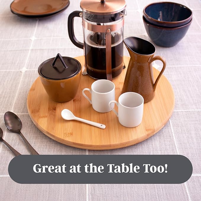 TB Home 14 Inch Bamboo Lazy Susan Turntable Organizer for Kitchen & Table Top
