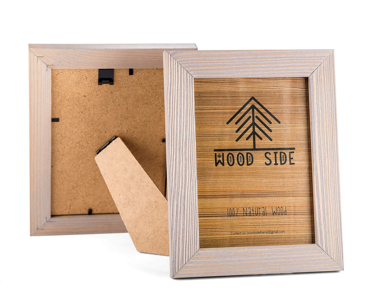 Rustic Wooden Picture Frame 5x7 Inch - Set of 2-100% Natural Eco Distressed Wood and Real Glass - Made for Wall and Table Top Display - Brown Grey