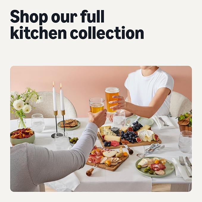 Amazon Basics Pint Glasses, 16 oz., Dishwasher-Safe, 4-Piece Set