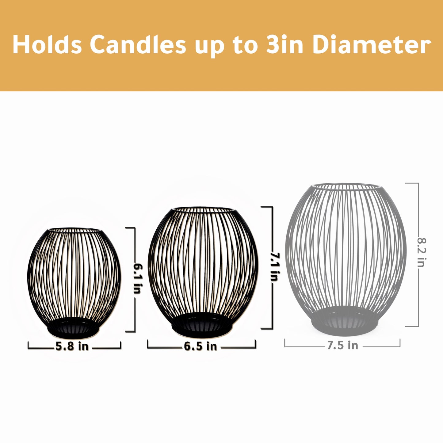 OLEEK Outdoor Candle Holder Decor Set - Black Candle Holder - Candles Holders for Table Centerpiece - Hurricane Candles Holder for Pillar Candles Cage Candle Holders Black Wire Decorative