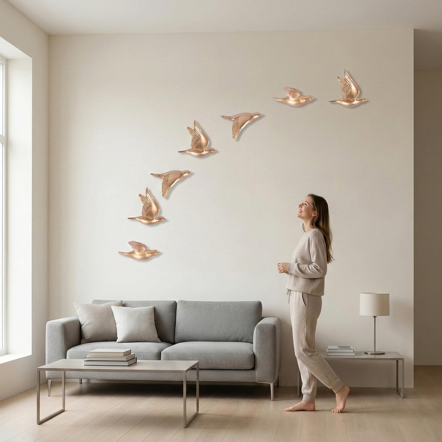 suruim Bird Wall Sculptures Set of 3-3D Wall Art Decor for Living Room, Home Decor Modern Golden Wall Decor & Bird Gallery Wall Art (Gold)