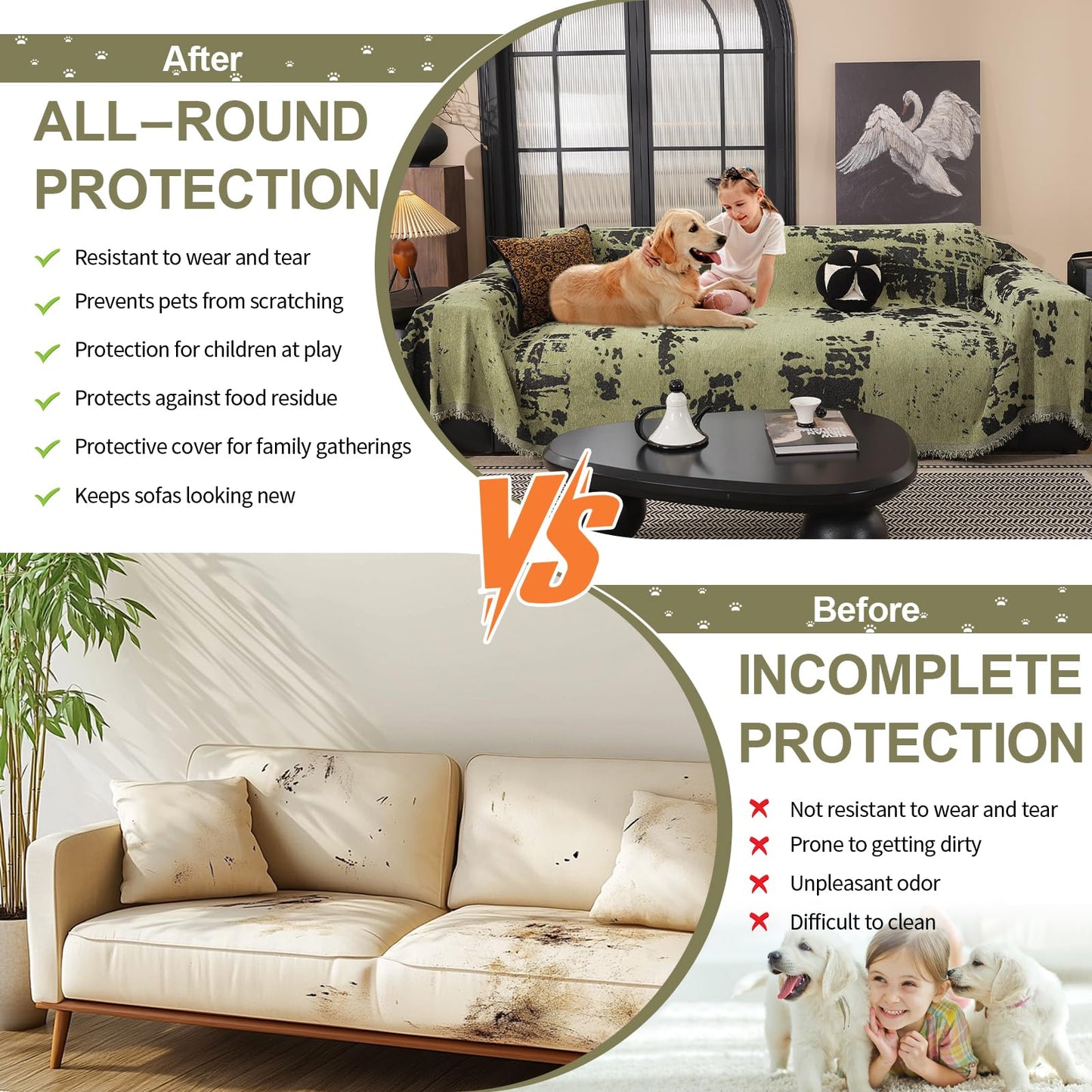HANDONTIME Abstract Couch Cover for Dogs Green and Black Couch Cover Blanket for 2 Cushion Sofa Modern Aesthetics Sofa Covers Washable Pet Friendly Chenille Pet Protector Furniture Covers, 71" X 118"