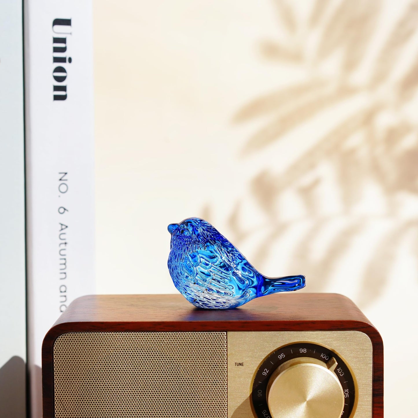 H&D HYALINE & DORA Blue Glass Bird Figurines Bird Gifts for Bird Lovers Women Crystal Glass Animal Figurine Collectible for Home Shelf Decor