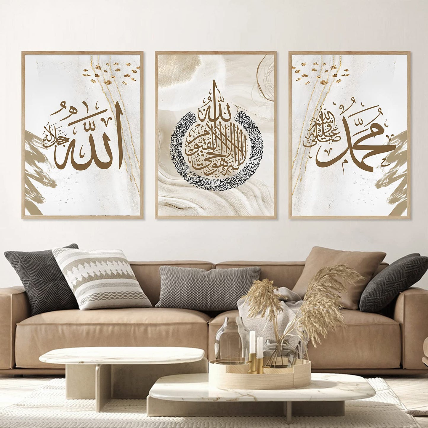 Islamic Canvas Prints Wall Art Muslim Art Painting religion Wall Decor Grey Muslim Posters for Wall Calligraphy Picture Arabic Wall Art Canvas Paintings for Living Room Bedroom 16x24inch