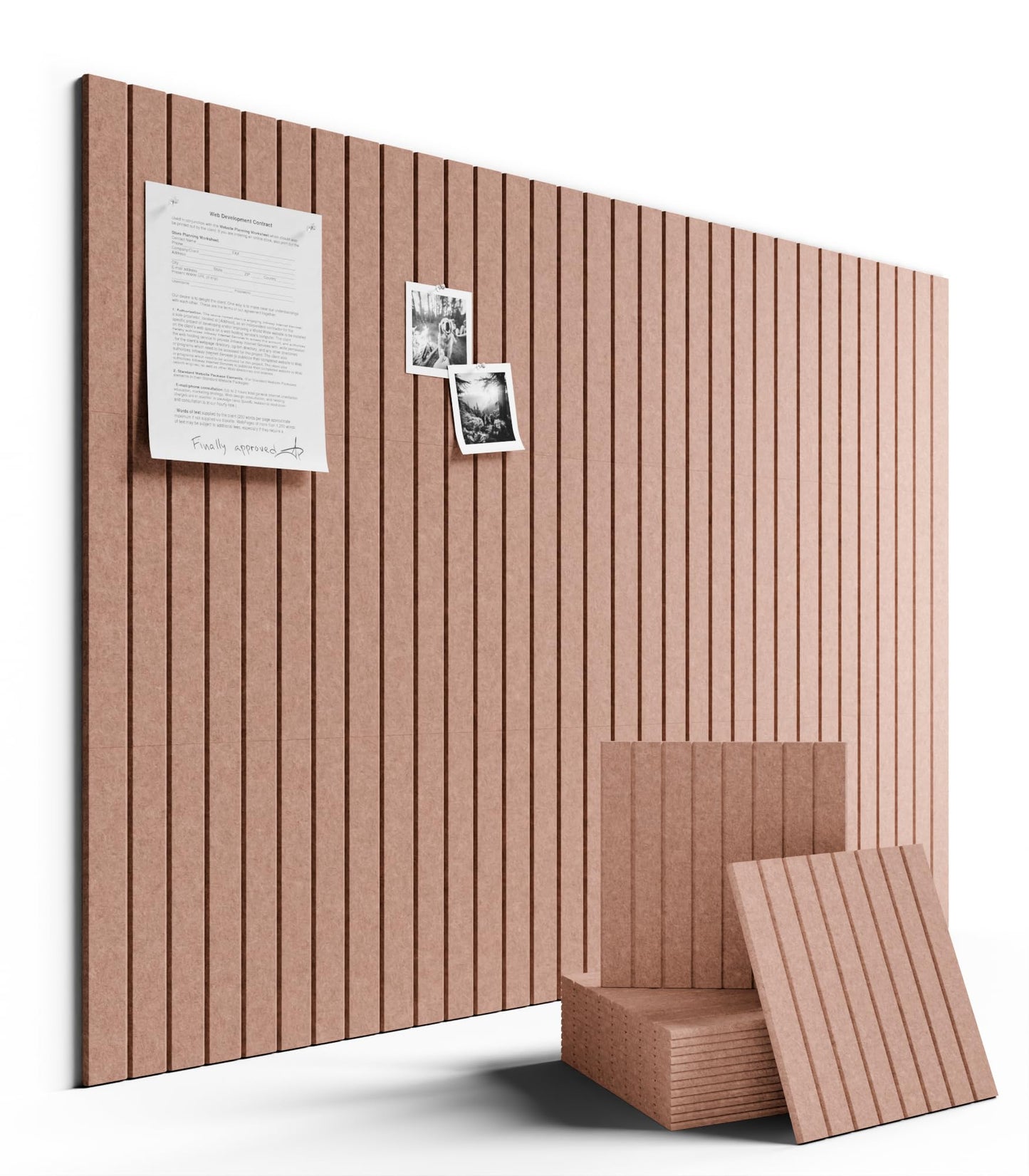 Large Felt Bulletin Board 48" x 36" Cork Board Alternative-12 Pack with 70 Safe Removable Adhesive Tabs, Felt Boards for Walls Bulletin Boards for Home Office Classroom Pin Board-Terracotta