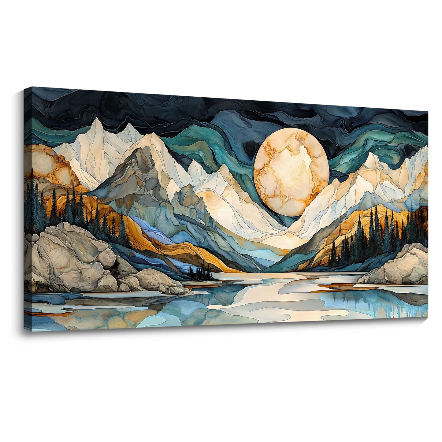 JEAWA Large Canvas Wall Art - Abstract Painting Decor, Textured Mountain Pictures as Gifts for Friends, Modern Art Prints for Bedroom Living Room Bathroom Home Decoration, 29x58 IN