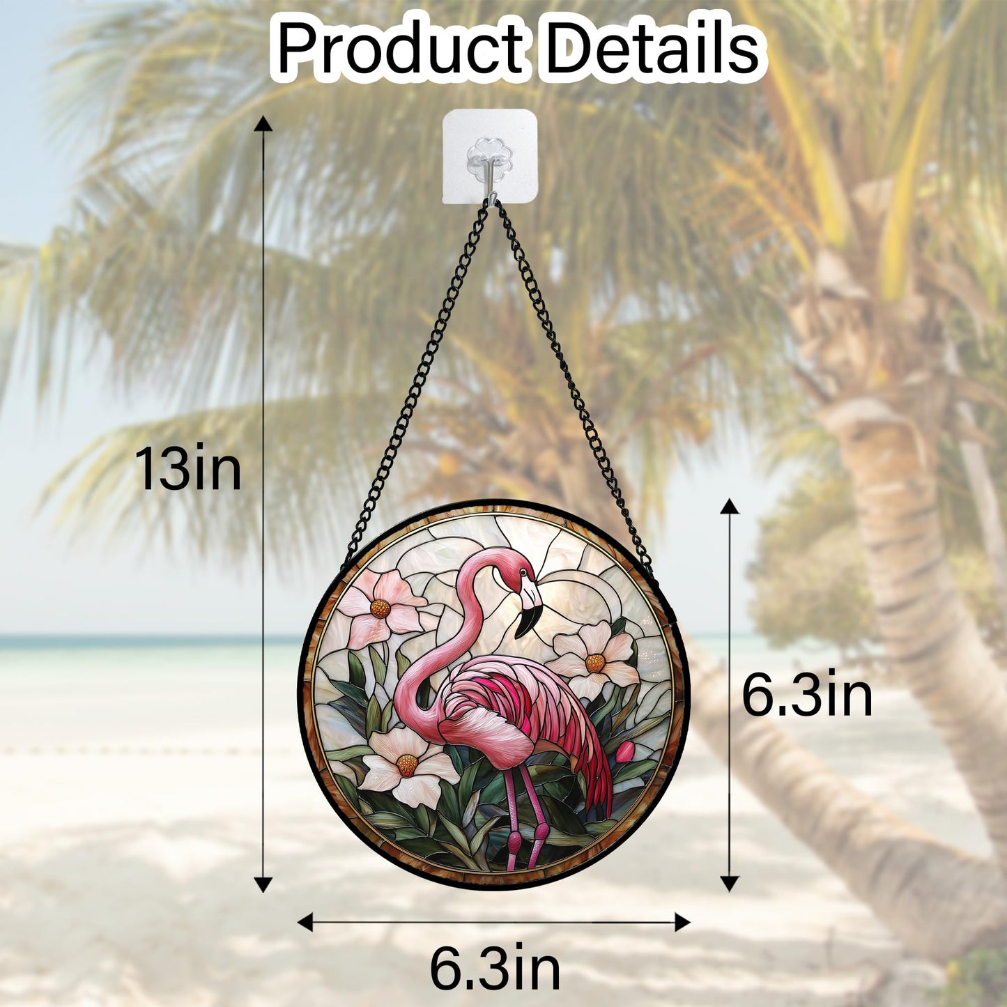 DASTOLL Stained Glass Window Hanging, Flamingo Flower Sun Catchers Diamond Glass Panel Hangings Pink Suncatcher Decor for Birthday for Women, Men, Wife, Aunt, and Mom 6.3 in