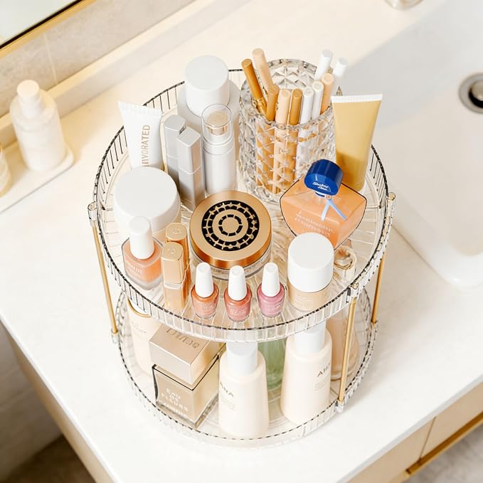 Yieach Acrylic 360 Rotating Makeup Organizer and Perfume Organizer (2 Tier)