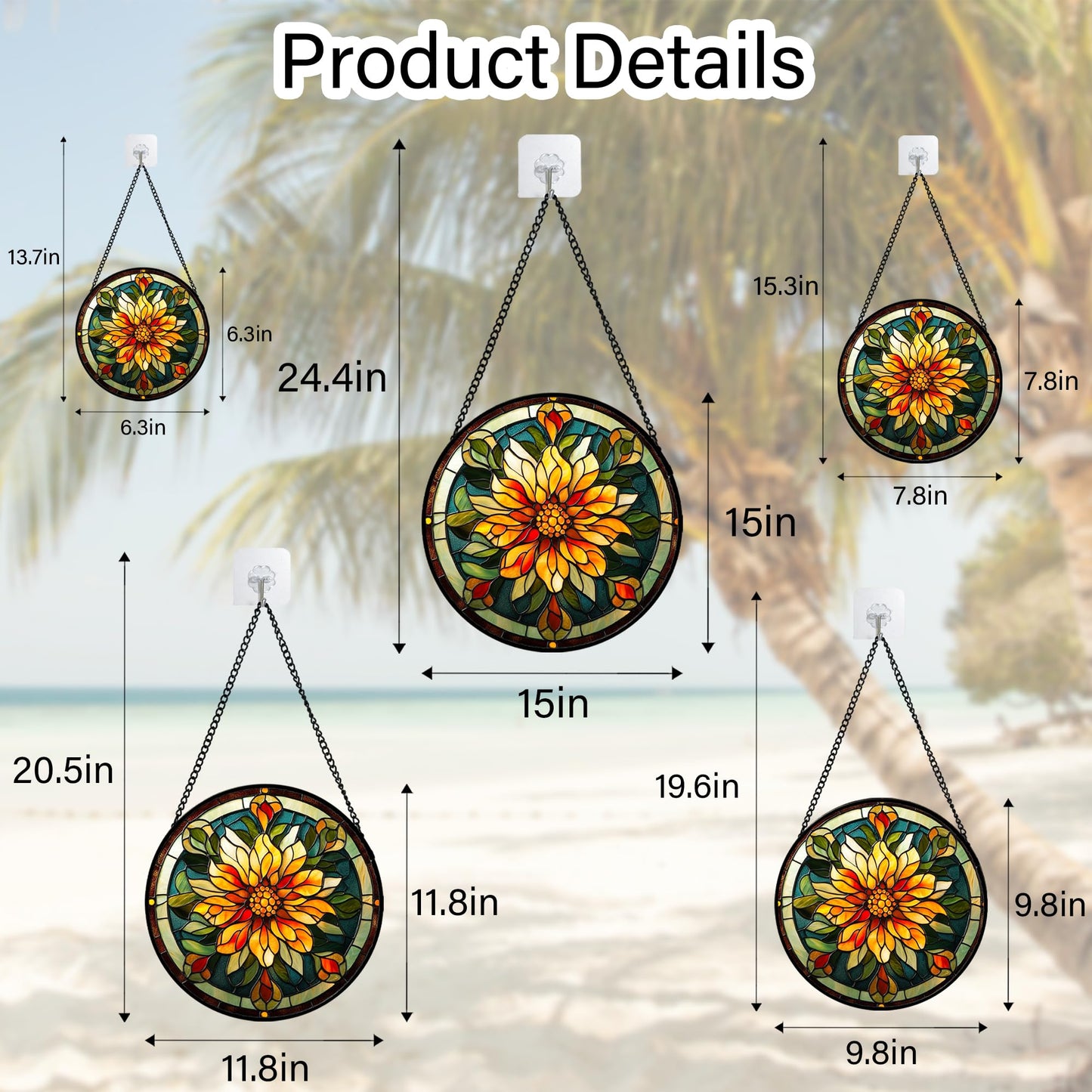 JOSUMALY Stained Glass Window Hanging - Retro Yellow Flower Suncatcher for Door Garden Home Decor Dahlia Sun Catcher Christmas Birthday for Lovers Friend Women Mom Nana 6.3 in