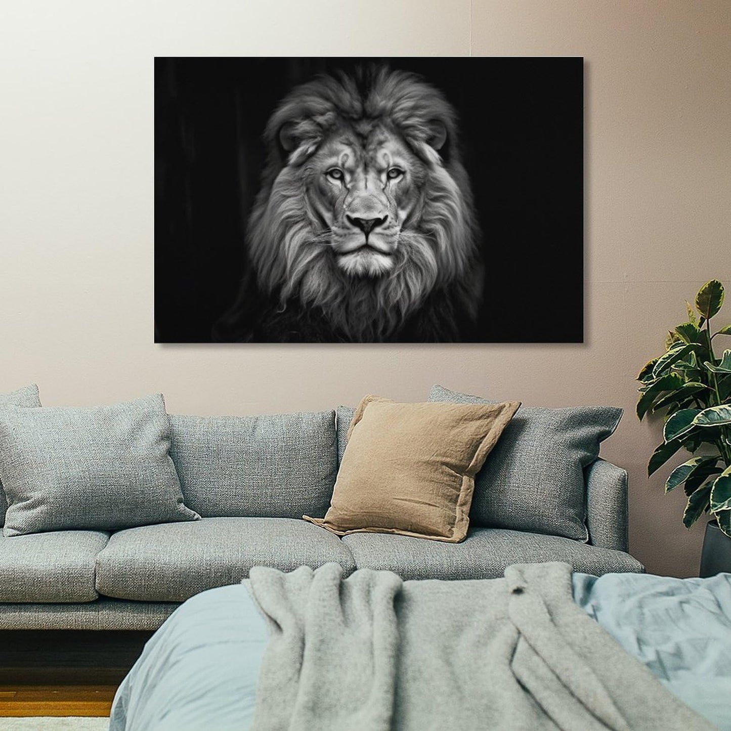 FeoYoed Wall Art Posters Lion Wild Animal African Lion On Black Background Modern Aesthetic Decor Prints for Bedroom Living Room Office with Premium Fade Resistant Canvas 12x18inch(30x45cm)