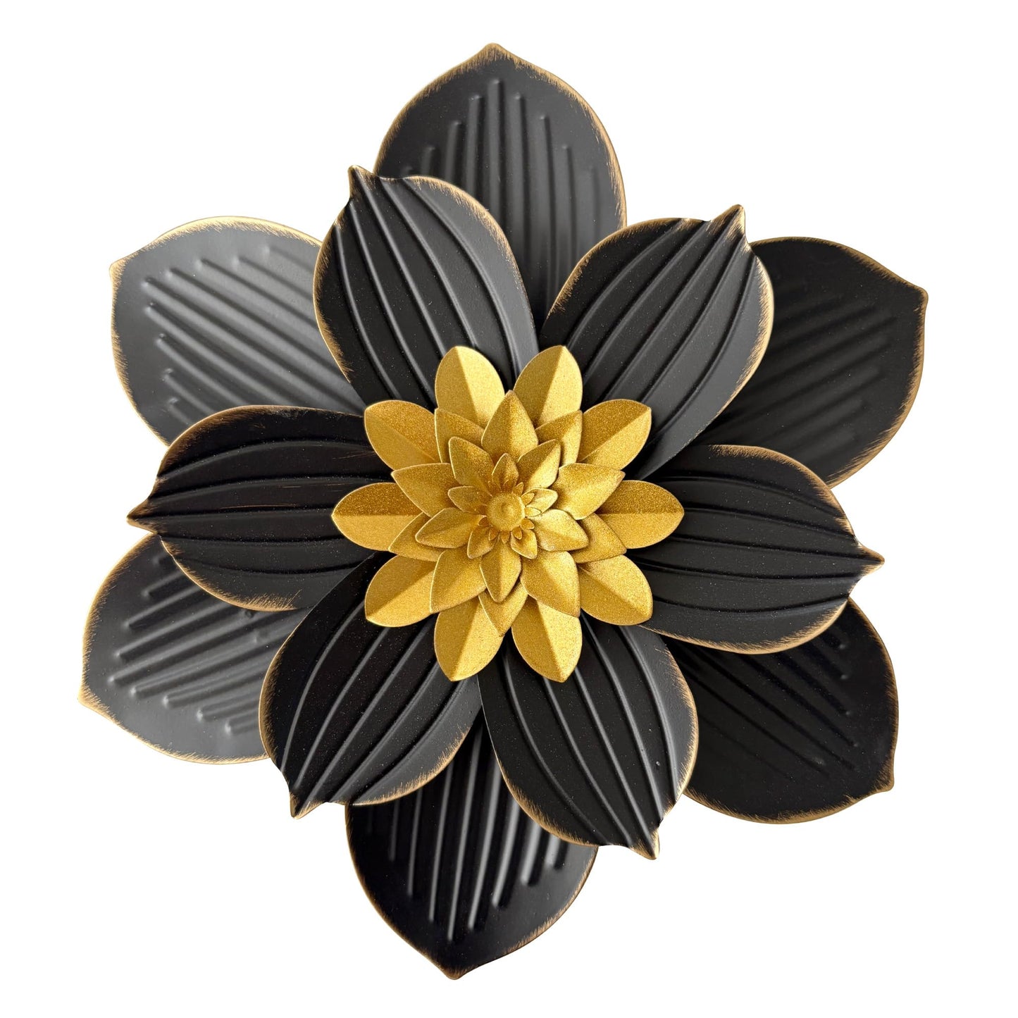 Blueprint Ivy 12" Metal Flower Wall Decor Rustic Floral Sculpture 3D Flower Art Decoration for Living Room Garden Bedroom Dining Room Kitchen (Black)