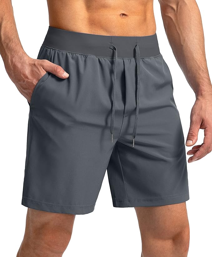 Men's Running Shorts with Zipper Pockets 9 Inch/ 7 Inch / 5 Inch Lightweight Quick Dry Gym Workout Athletic Shorts for Men(7inch)