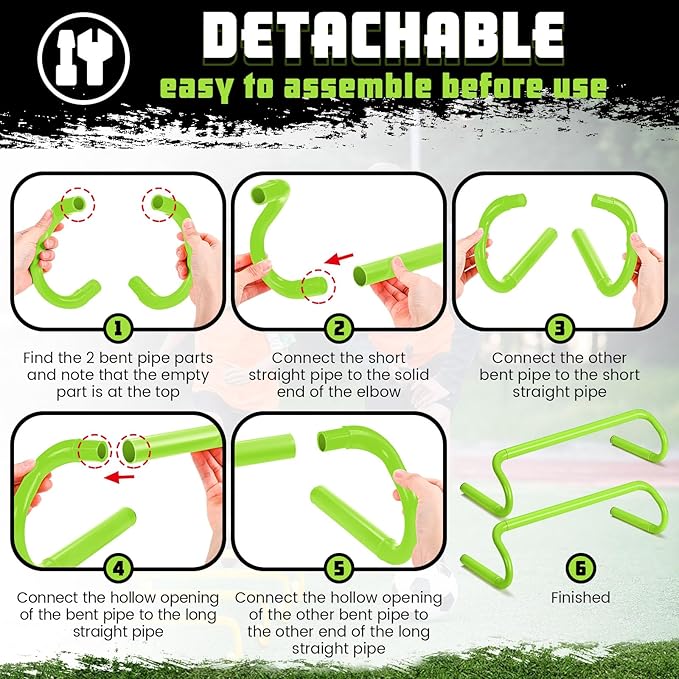 Wettarn 10 Pcs Speed Agility Training Hurdles Detachable Durable Hurdle Agility Plyometric and All Purpose Speed Training Equipment for Athletes Soccer Basketball