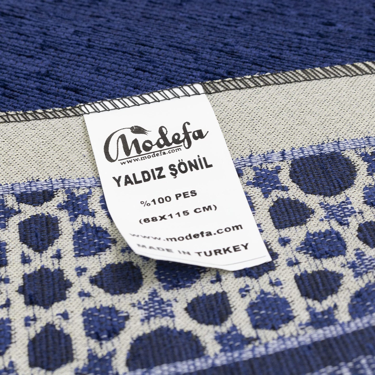 Modefa Turkish Islamic Prayer Mat - Thin Woven Chenille Sajjadah - Intricate Praying Rug Ramadan Eid Gift - Traditional Muslim Janamaz Sajada for Men Women - Geometric Selcuk Star (Royal Blue)
