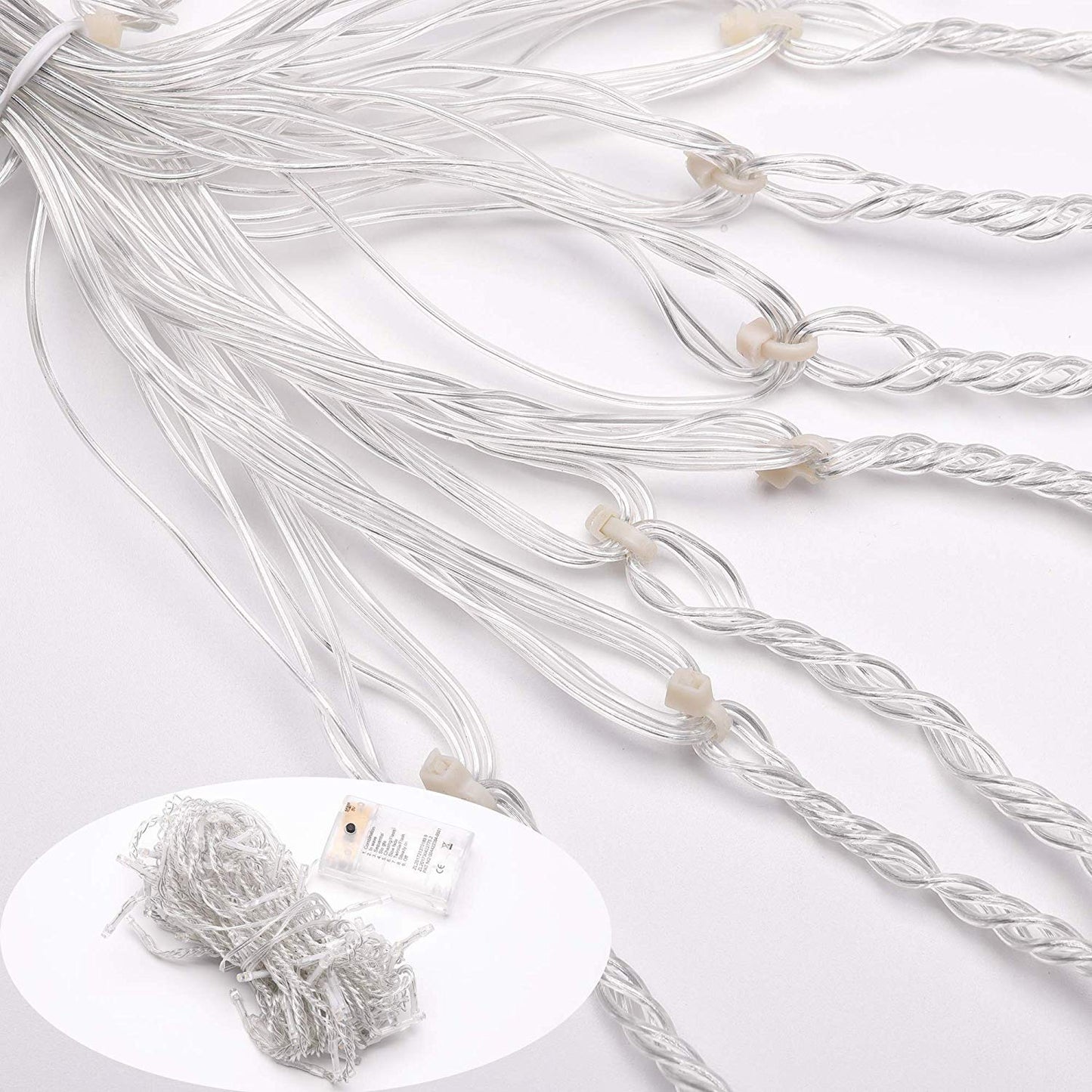 Icicle Lights 90 LED 10 ft Short Curtain Lights with 8 Modes Remote Control,Powerd by USB & Battery - Waterproof Fairy String Lights for Indoor & Outdoor,Holiday,Party,Window Decoration(Warm White)