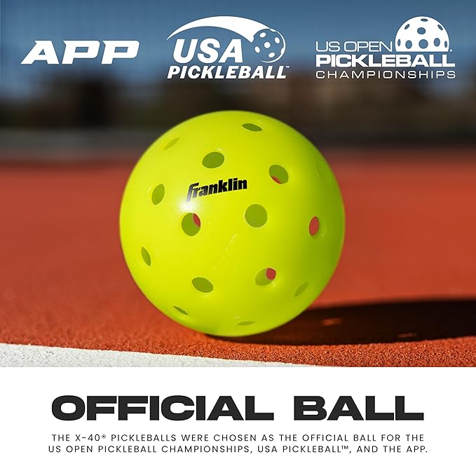 Franklin Sports X-40 Outdoor Pickleballs - Official Ball of USA Pickleball, APP Tour + US Open - Regulation Size