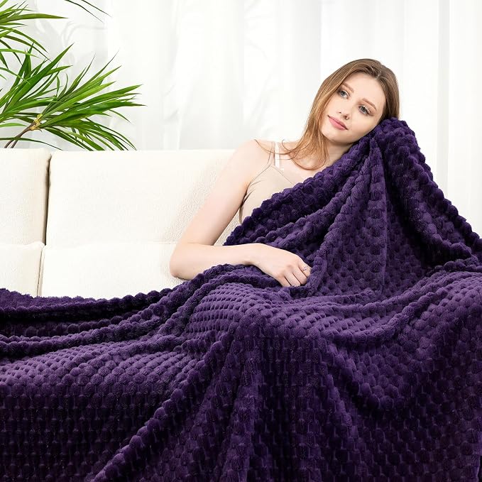 Zyrah Fleece Throws for Couch Super Soft Throw Blanket Lightweight Decorative Fuzzy Cozy Blankets for Sofa Chair Bed (A-Purple, Twin(60"x80"))