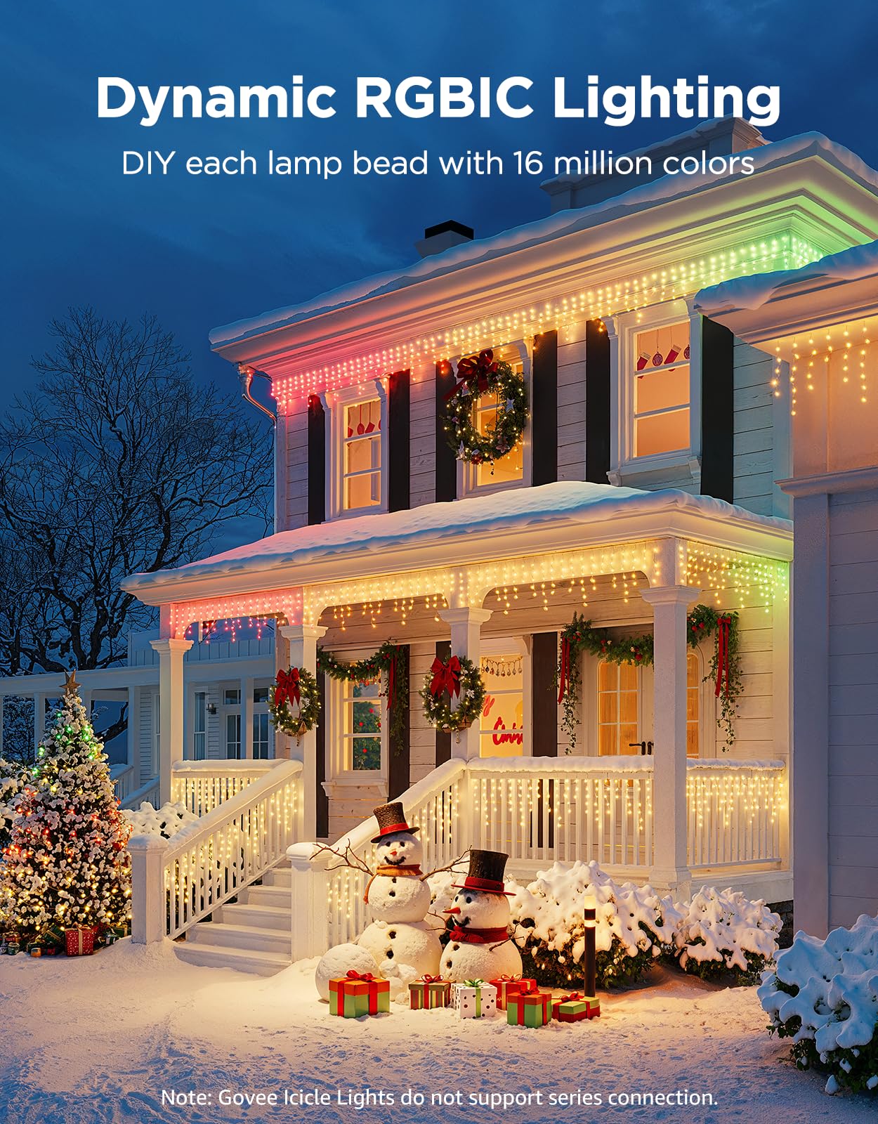 Govee Icicle Lights, Smart RGBIC Christmas Lights for Outside, 33ft with 400 LEDs Icicle Light Outdoor, IP67 Waterproof, Music Sync, Voice Control, 78+ Scene Modes for Christmas Decor