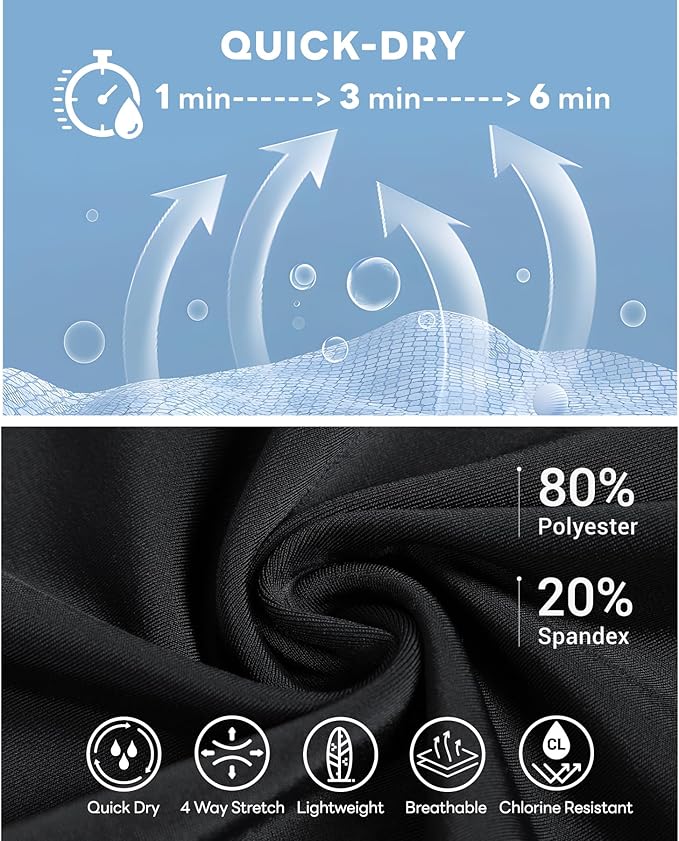 HUGE SPORTS Men's Rash Guard Swim Shorts Compression Swimming Jammer Cool Dry Active Swimsuit Workout Shorts Sports Tights