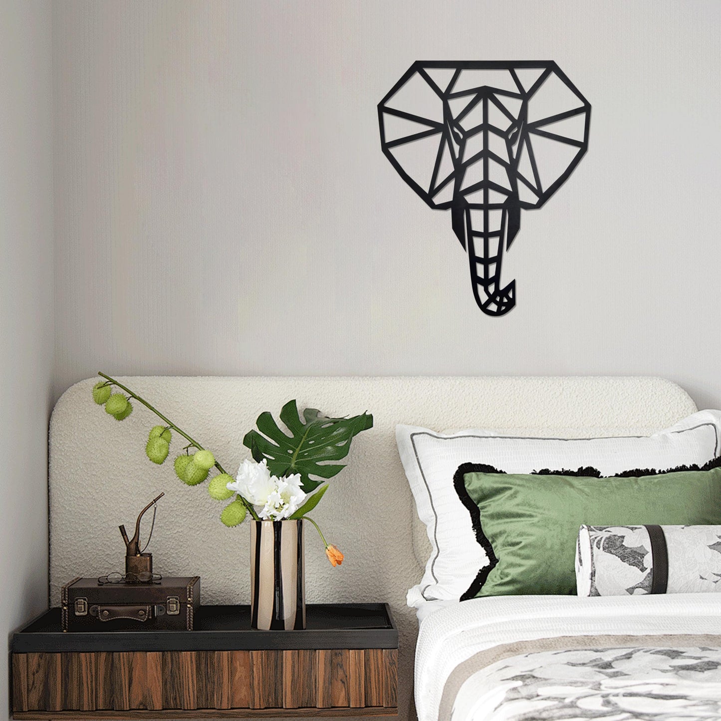 Ecqizer Elephant Wall Art - Modern Home Decor Accents Sculptures for Home & Kitchen, 14.5×12 Inch, black