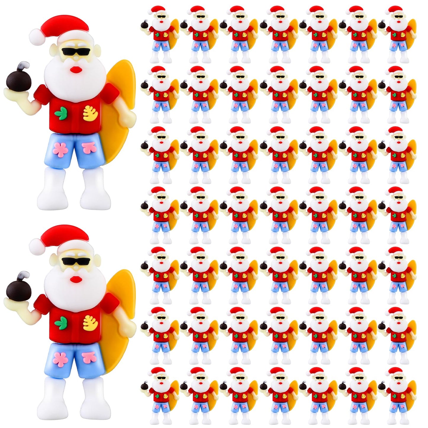 Halloscume 50 Pcs Mini Christmas Figurines Tiny Santa Claus Figurines to Hide and Seek Miniature Christmas Decorations Small Figurines Ornaments for Xmas Holidays Favors Supplies