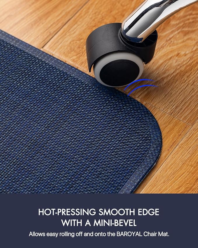 BARoyal Office Chair Mat for Hardwood Floor Under Desk Computer Rolling Chair Mat for Wood/Tile Floor Non-Slip Heavy Duty Desk Rug PVC Plastic Hard Floor Protector 45" x 53"(Indigo)