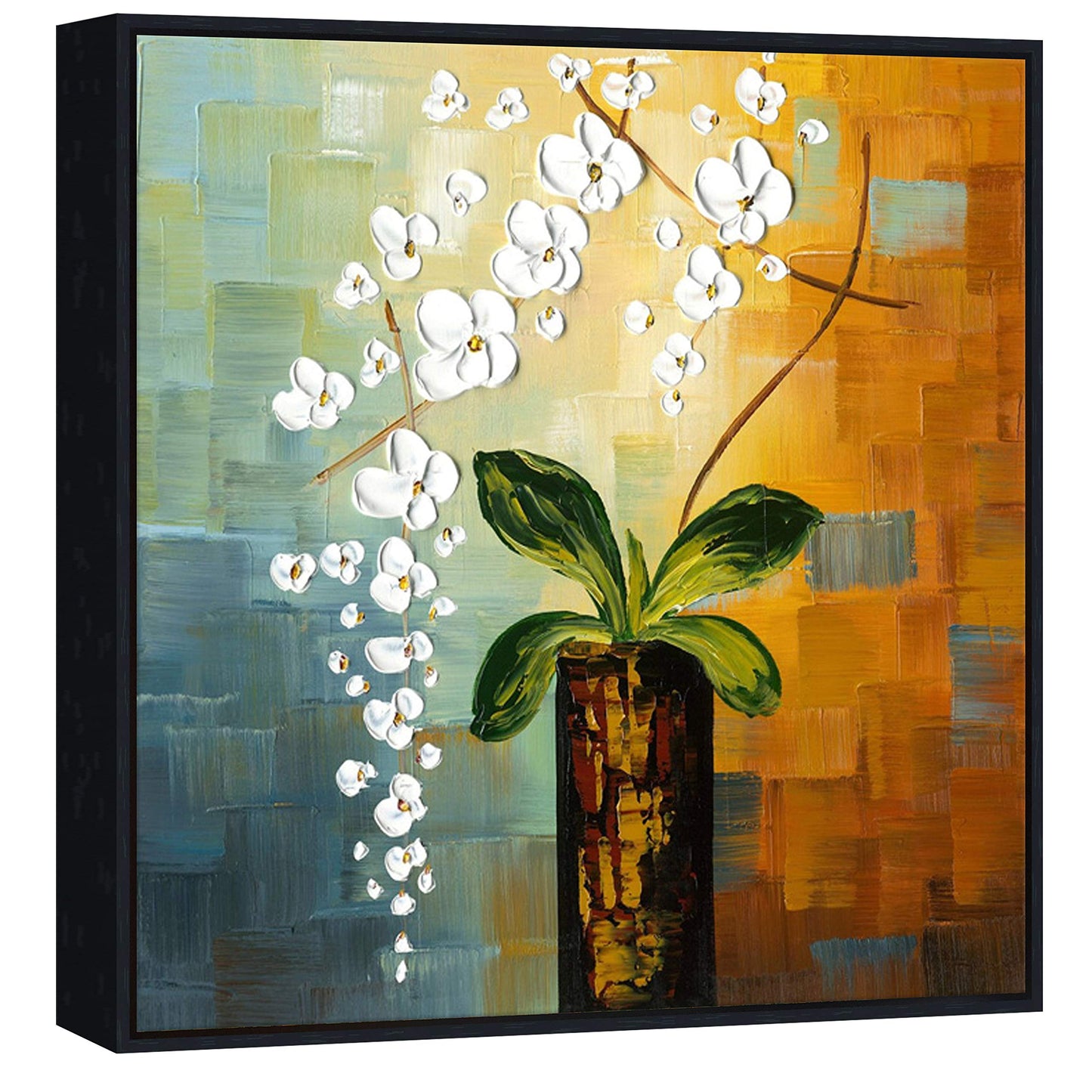 Wieco Art Framed Art Beauty of Life 100% Hand-Painted Modern Artwork Abstract Floral Oil Paintings on Canvas Wall Art for Home Decorations Wall Decor Stretched with Black Frame