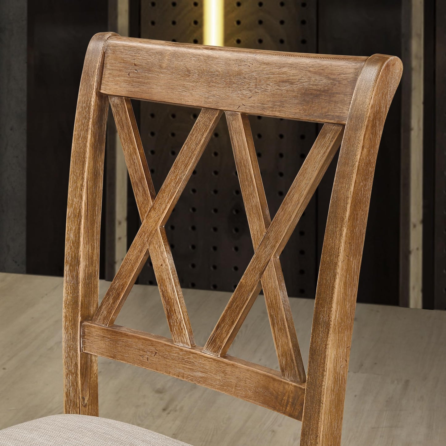 Roundhill Furniture Windvale Cross-Buck Wood 5-Piece Dining Set, Brown