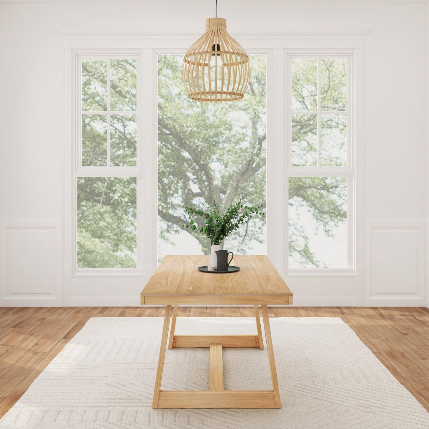 Plank+Beam 72 Inch Farmhouse Dining Table,Solid Wood Rustic Kitchen Table, for Dining Room, Home Office, Living Room Furniture, Easy Assembly, Blonde Wirebrush