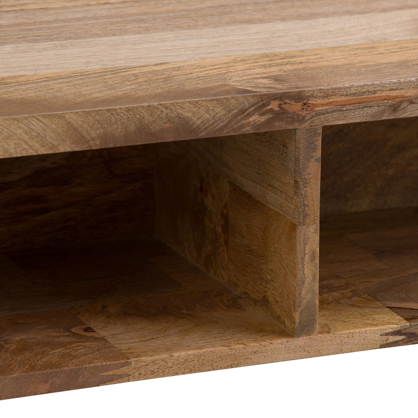 SIMPLIHOME Hunter Lift Top Coffee Table - 48 inch Wide Solid Mango Wood and Metal Industrial Cocktail Table in Natural, Functional Living Room Table with 2 Storage Cubbies and Hairpin Legs
