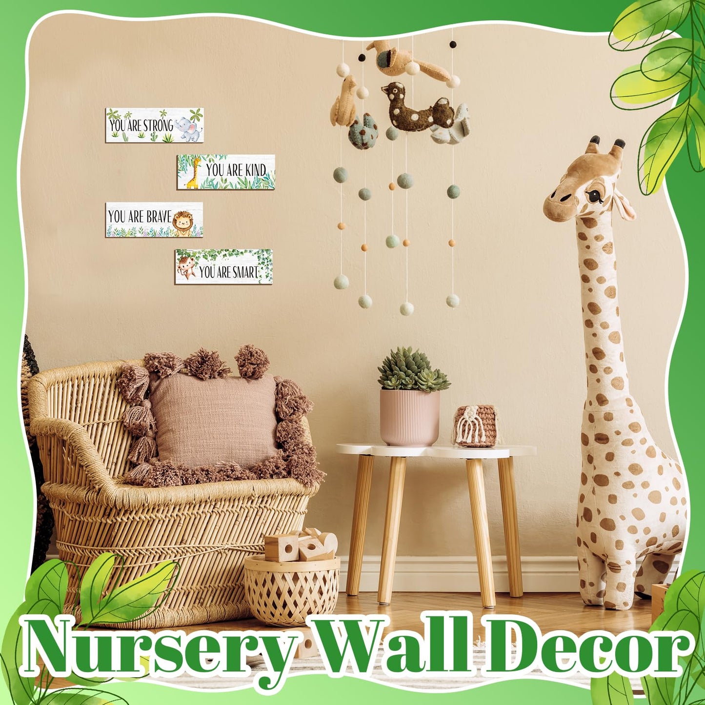 Guiqulai Safari Nursery Decor Woodland Animal Theme Little Man Cave Sign Safari Wall Decor for Toddler Boy Kids Bedroom Living Room, Wooden Animal Wall Art Decorations