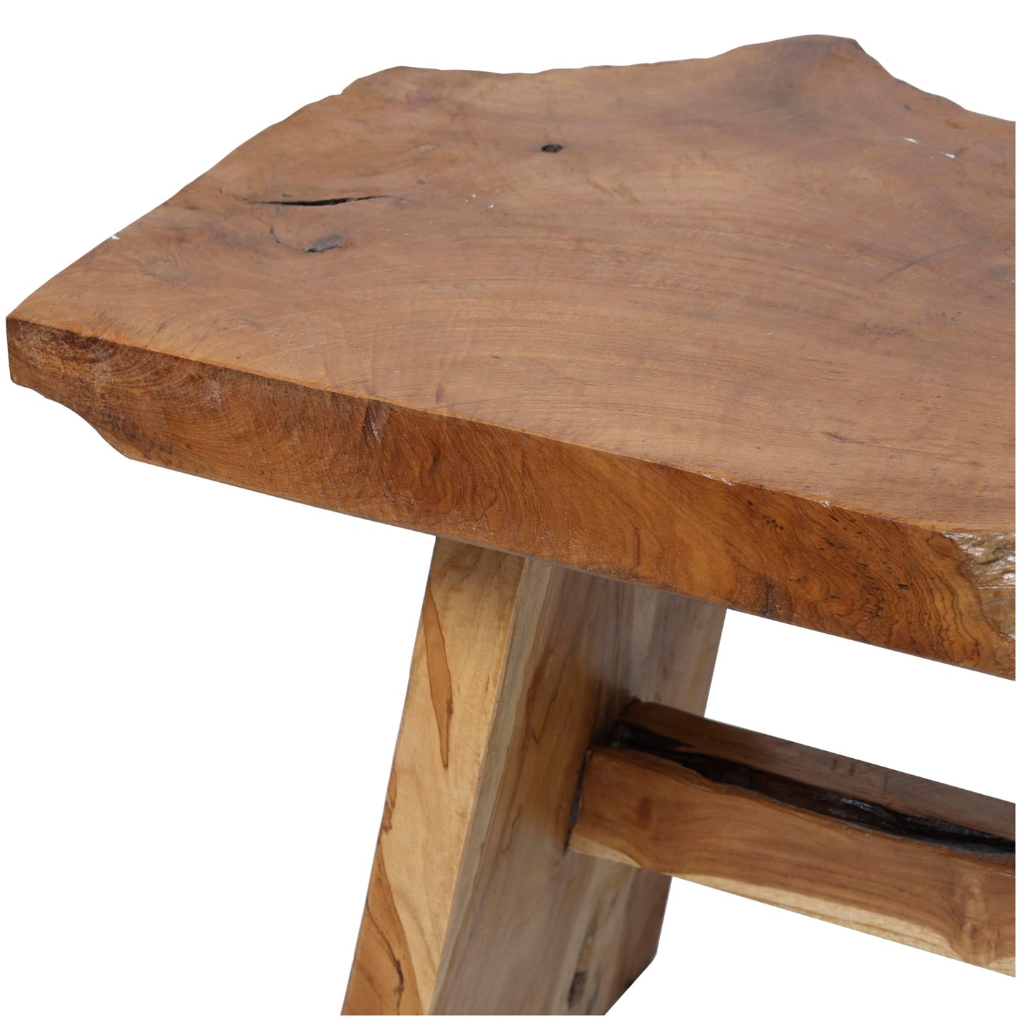 Deco 79 Teak Wood Handmade Living Room Coffee Table Live Edge Top Table, Center Table 35" x 16" x 18", Brown