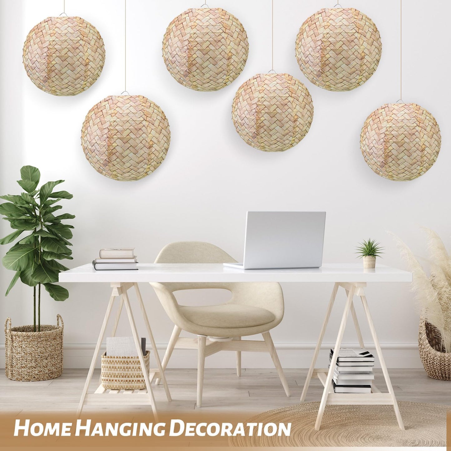 Retisee 12 Pcs Burlap Hanging Paper Lantern 10 Inch Back to School Decoration Boho Classroom Ceiling Decoration Chinese Party Decor for Birthday Wedding Bridal Baby Shower