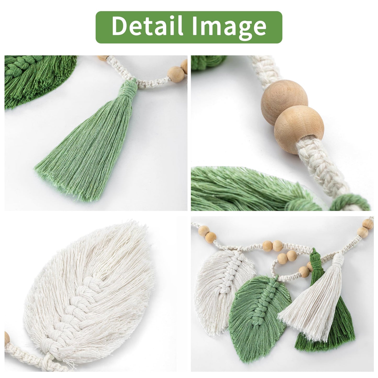 Hzzycaxli Macrame Wall Hanging Boho Leaves Woven Tapestry, Handmade Woven Leaf Wall Art Decorations for Nursery Apartment Dorm Living Room Bedroom